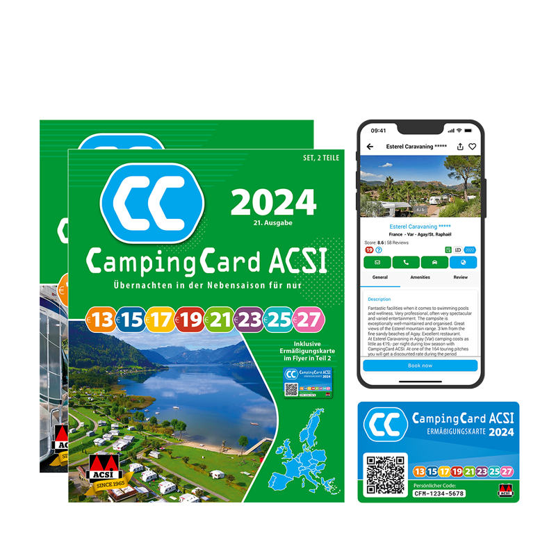 ACSI CampingCard 2024 Campingführer mit Ermäßigungskarte deutsche Ausgabe